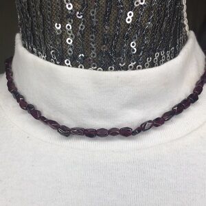 Polished Amethyst rock necklace natural stone choker purple 15" Vintage